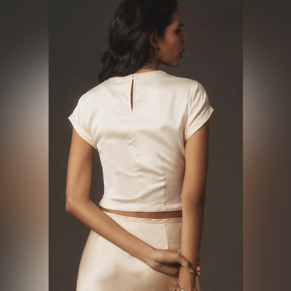 Anthropologie Satin Baby Crop Tee - Picture 3 of 6